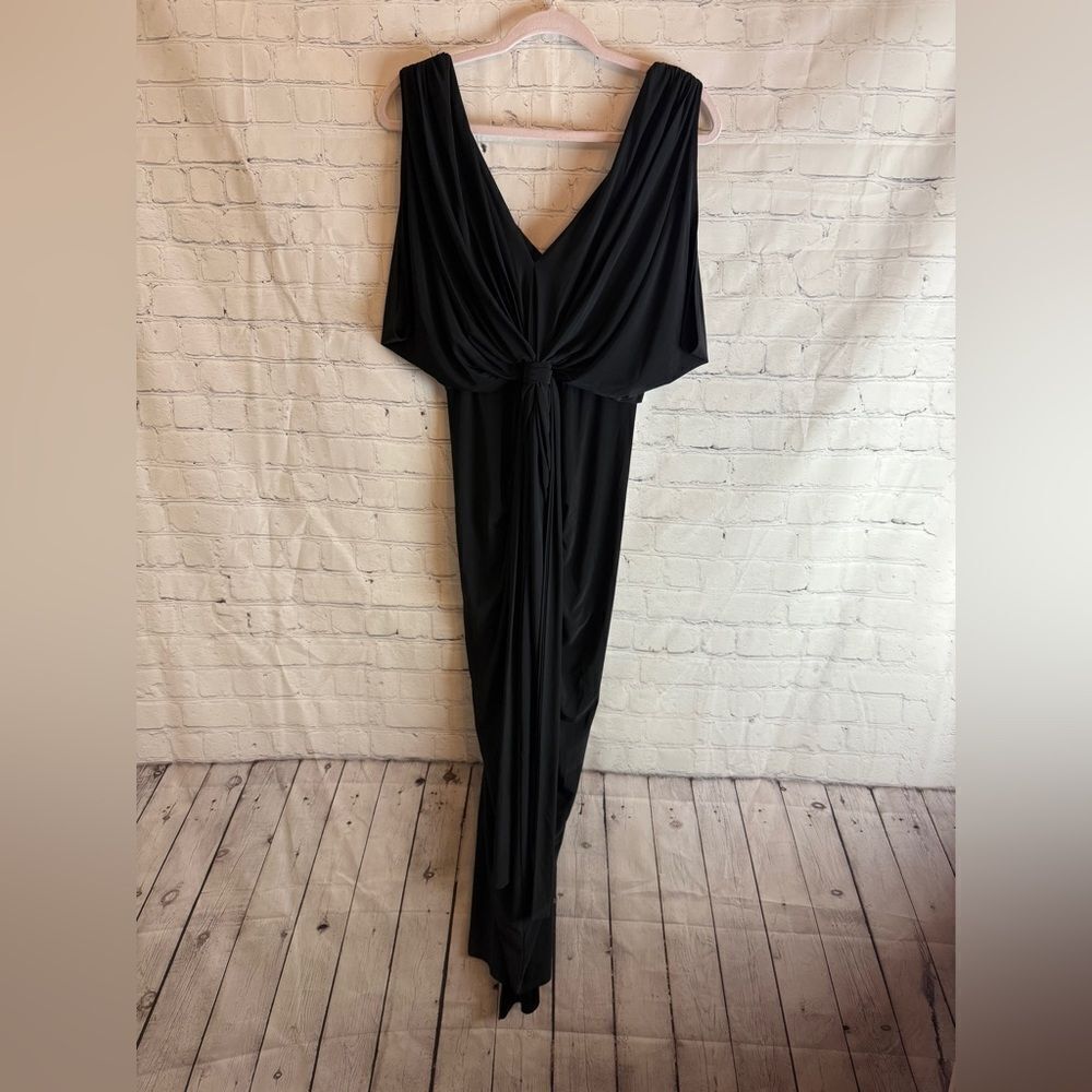 Misa Los Angeles Black Draped MaxiโDress Small